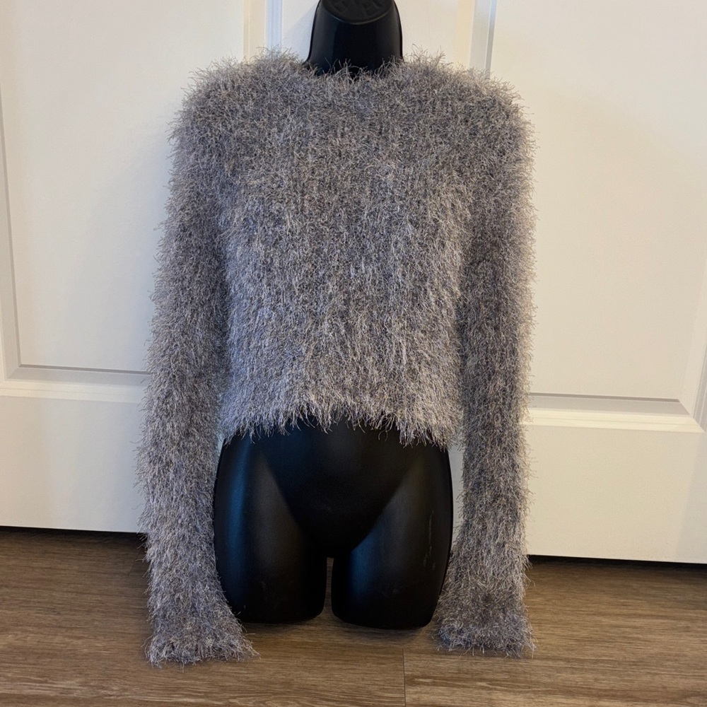 Feathered Crop Sweater